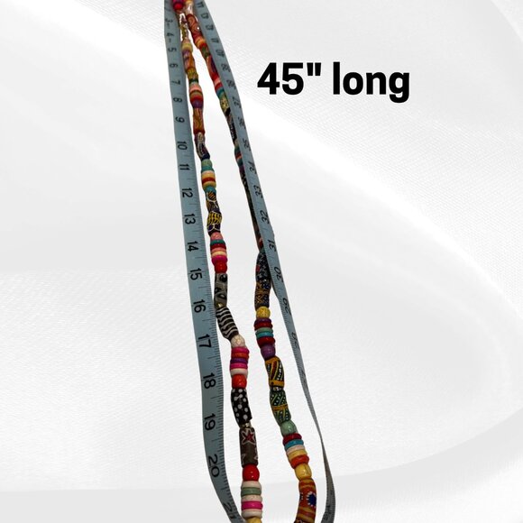 🌈 STUNNING Rainbow African Trade Bead Necklace - Handmade Boho Statement Piece! - Picture 5 of 11